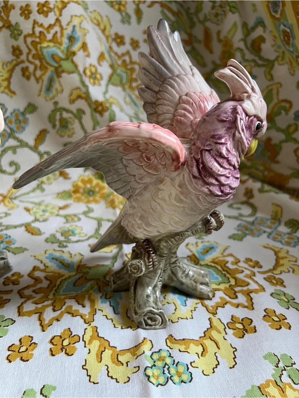 Fitz & Floyd Ceramic Cockatoo Figurine Pair - Decorative Bird Candlestick